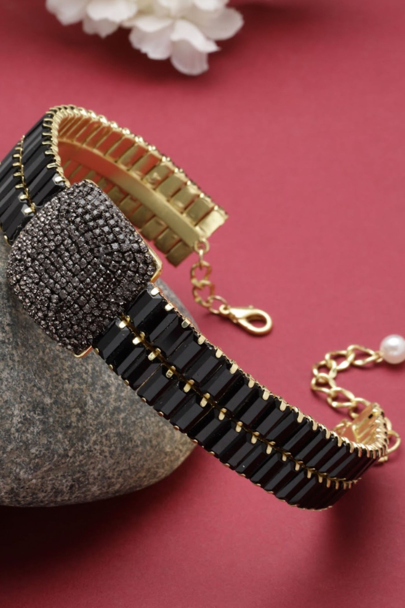Bijoux by Priya Chandna Black Crystal Choker Black jewellery indian designer wear online shopping melange singapore