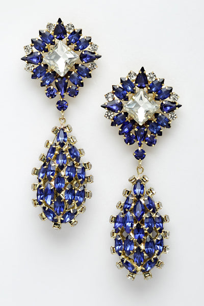 Bijoux by priya chandna Blue Saphire Crystal Drops fashion imitation jewellery  indian designer wear online shopping melange singapore