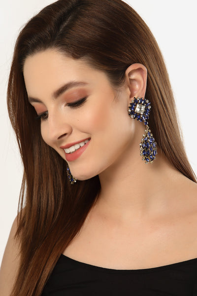 Bijoux by priya chandna Blue Saphire Crystal Drops fashion imitation jewellery  indian designer wear online shopping melange singapore