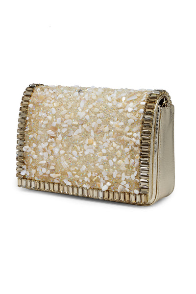 Bijoux by priya chandna Bondi Beach Clutch gold and ivory fashion accessories indian designer wear online shopping melange singapore