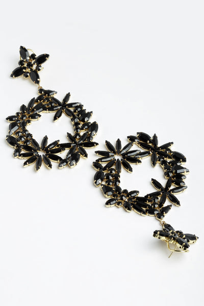 Bijoux by priya chandna Cellestial Crystal Earrings In Black fashion imitation jewellery  indian designer wear online shopping melange singapore