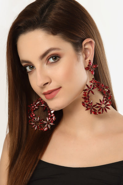 Bijoux by priya chandna Cellestial Crystal Earrings In Red fashion imitation jewellery  indian designer wear online shopping melange singapore