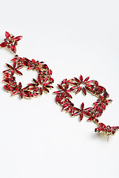 Bijoux by priya chandna Cellestial Crystal Earrings In Red fashion imitation jewellery  indian designer wear online shopping melange singapore