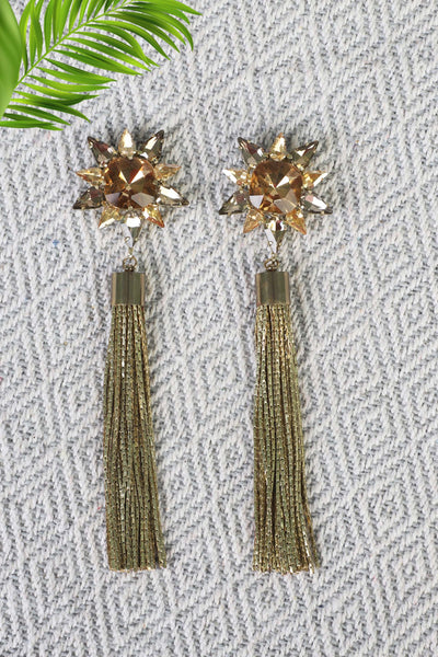 Bijoux by priya chandna Cellestial Crystal Tassel Earrings fashion jewellery online shopping melange singapore indian designer wear