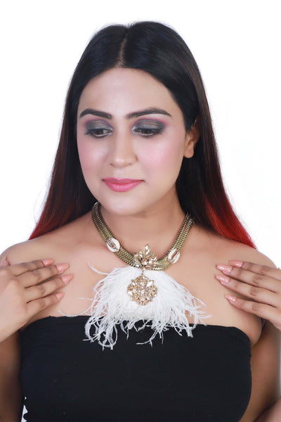 bijoux by priya chandna Cleopatra In Gold and White necklace fashion jewellery online shopping melange singapore indian designer wear