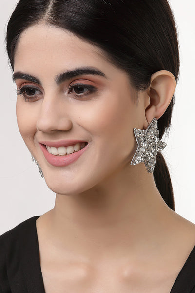 Bijoux by priya chandna crystal star studs silver fashion imitation jewellery  indian designer wear online shopping melange singapore