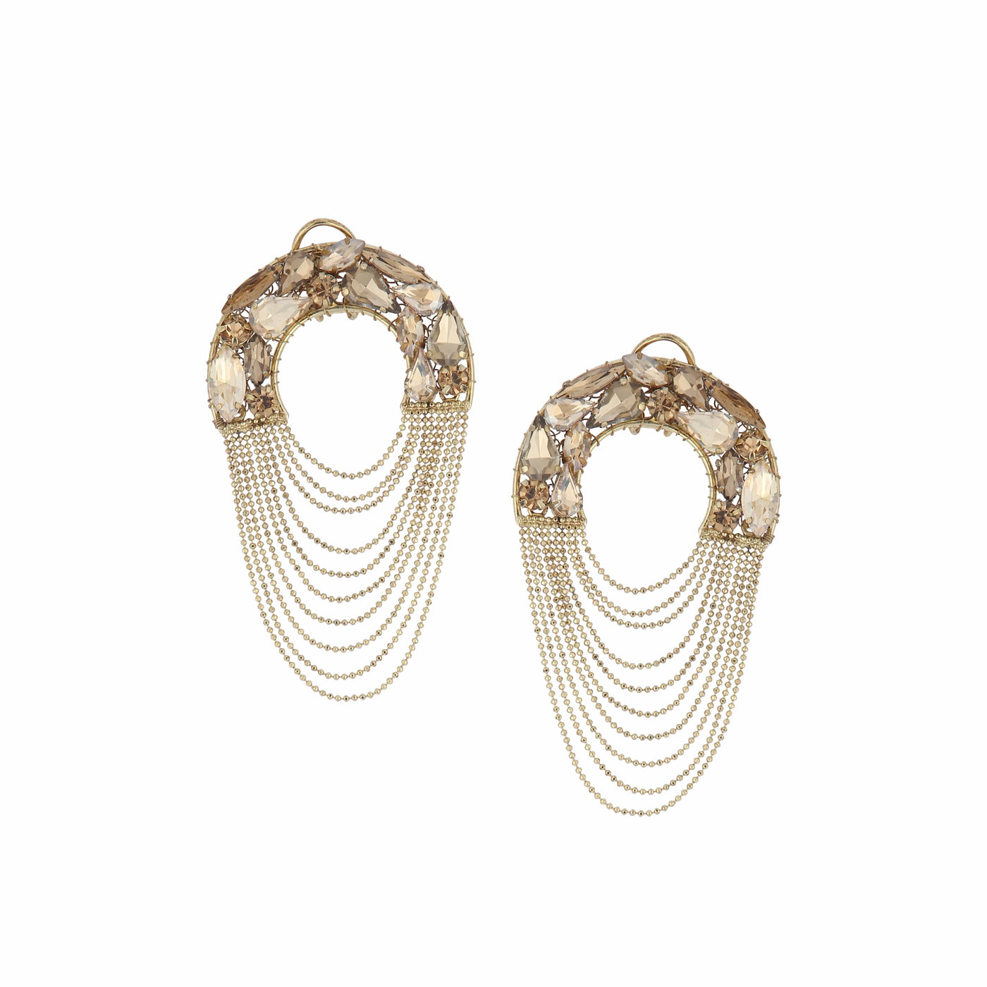 Crystal Stone Half Dangling Earrings