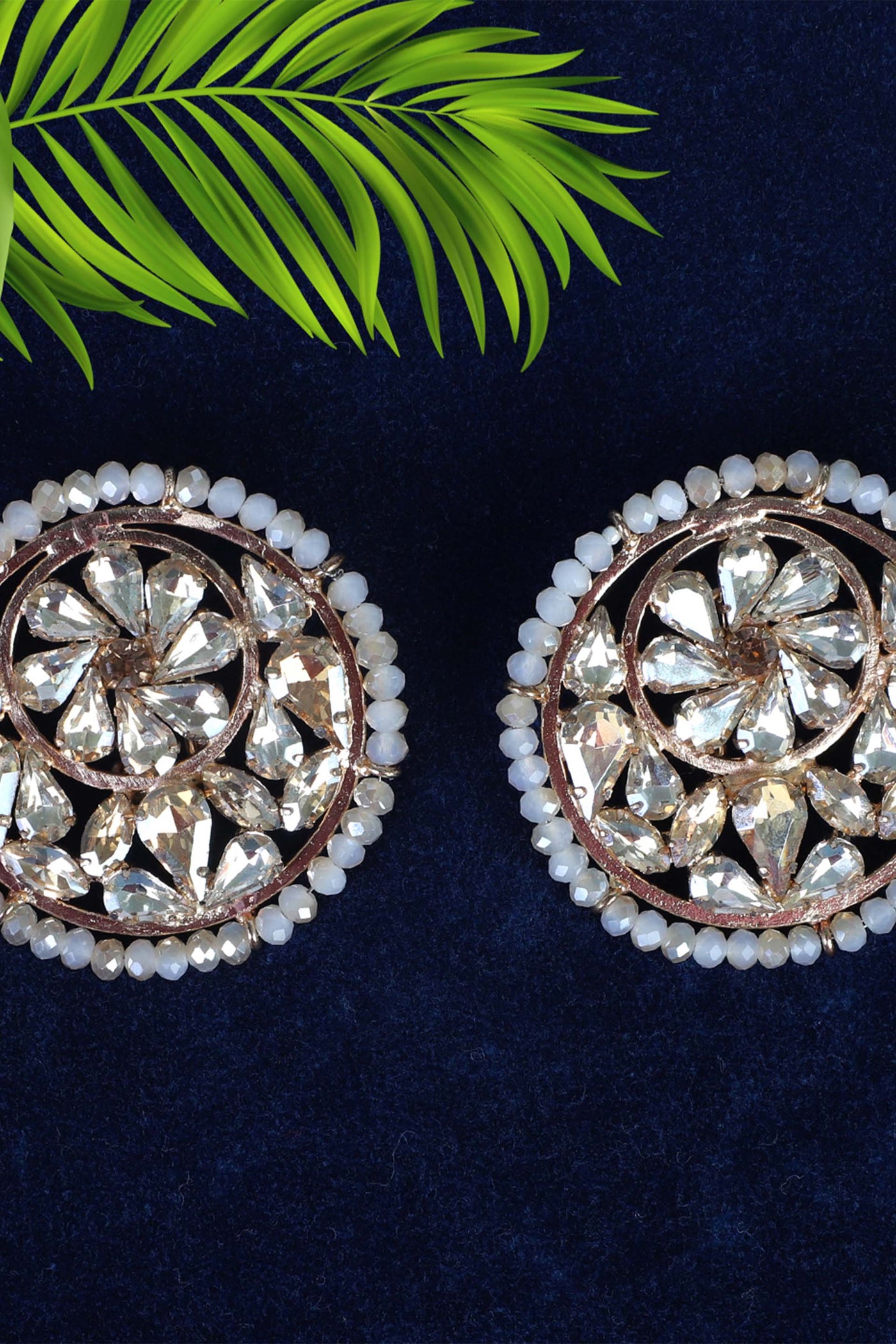 bijoux by priya chandna Crystal Studs gold white earrings fashion jewellery online shopping melange singapore indian designer wear