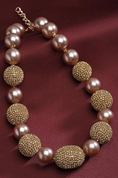 Bijoux by Priya Chandna Crystal and Pearl Ball Necklace jewellery indian designer wear online shopping melange singapore