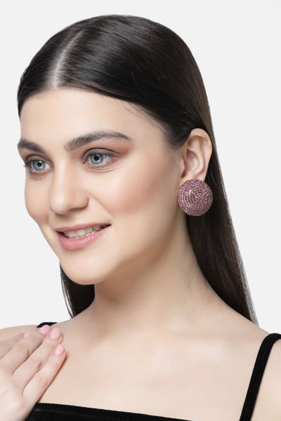 Bijoux by Priya Chandna Crystal button studs Fuchsia jewellery indian designer wear online shopping melange singapore