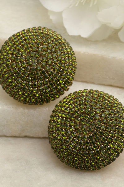 Bijoux by Priya Chandna Crystal button studs Green jewellery indian designer wear online shopping melange singapore