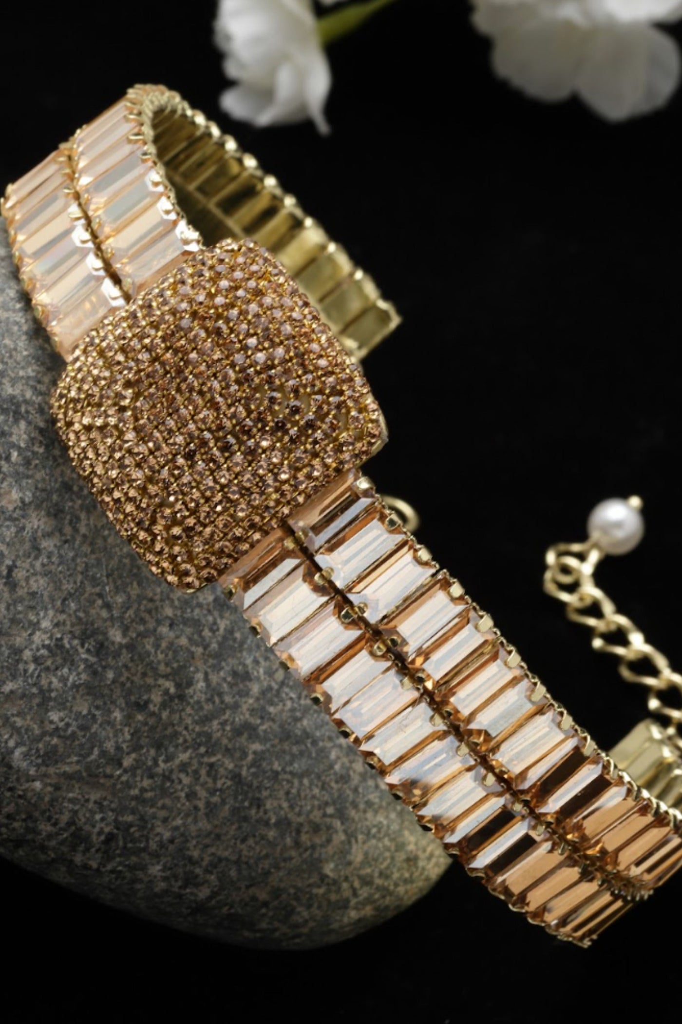Bijoux by Priya Chandna Crystal choker in Gold jewellery indian designer wear online shopping melange singapore