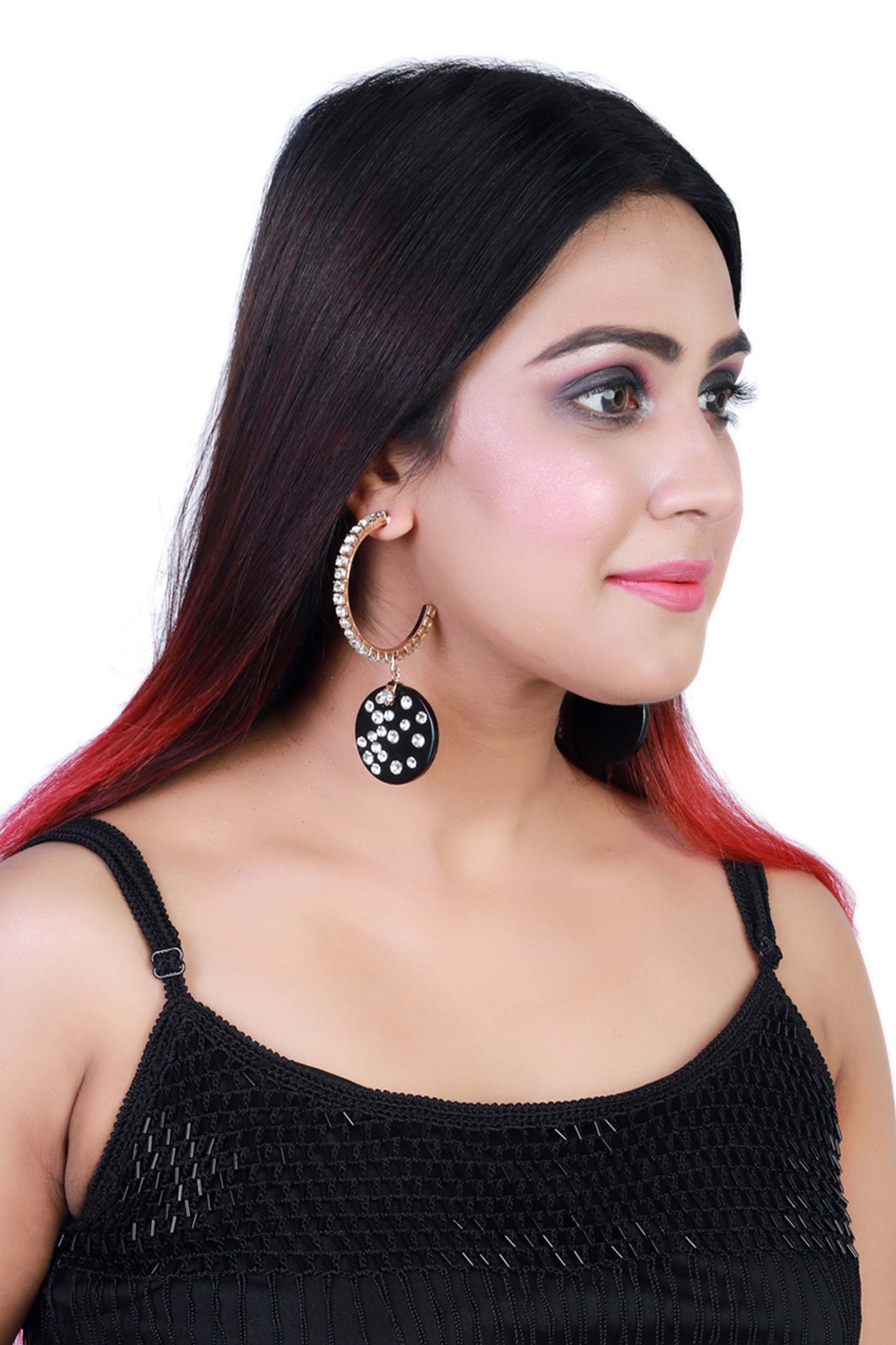 bijoux by priya chandna Disc Hoop Earrings black fashion jewellery online shopping melange singapore indian designer wear
