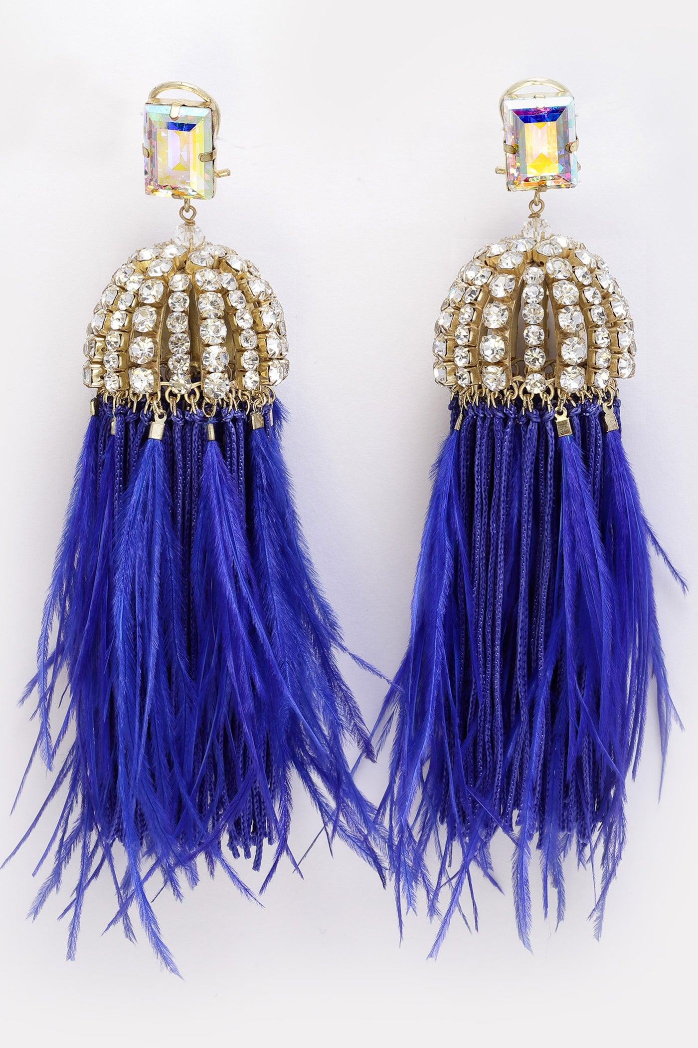 Bijoux by priya chandna Dome Shaped Crystal Earrings royal blue and crystal fashion imitation jewellery  indian designer wear online shopping melange singapore