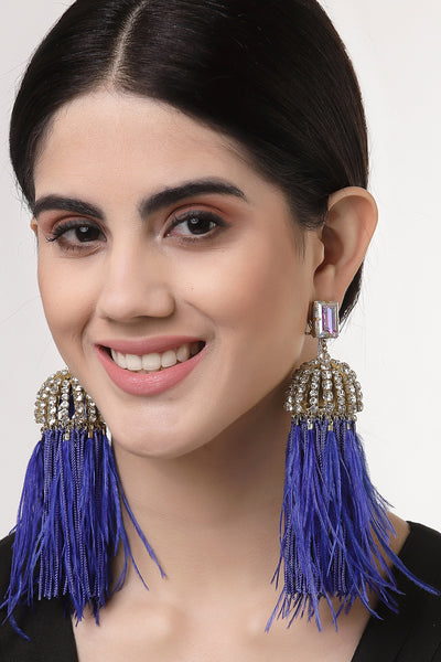 Bijoux by priya chandna Dome Shaped Crystal Earrings royal blue and crystal fashion imitation jewellery  indian designer wear online shopping melange singapore