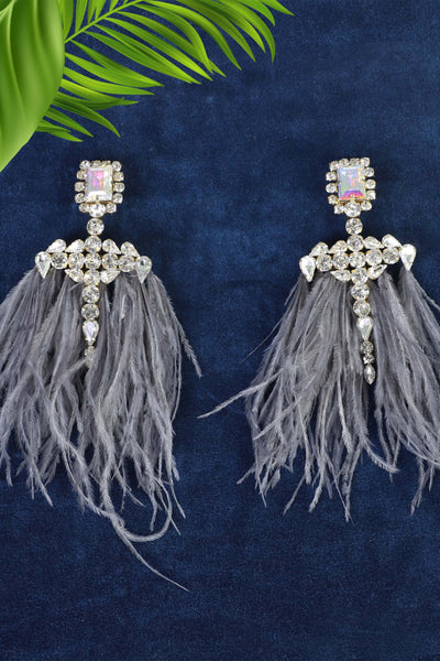 bijoux by priya chandna Feather Dusters grey earrings fashion jewellery online shopping melange singapore indian designer wear