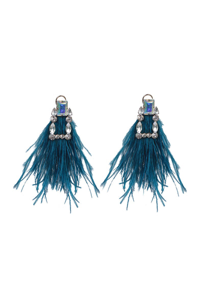 bijoux by priya chandna Feather Dusters In Teal earrings fashion jewellery online shopping melange singapore indian designer wear
