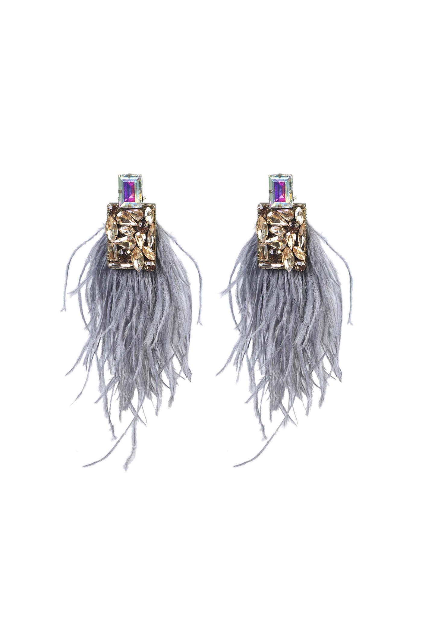 Bijoux by priya chandna Feather Love Earrings grey gold fashion jewellery online shopping melange singapore indian designer wear