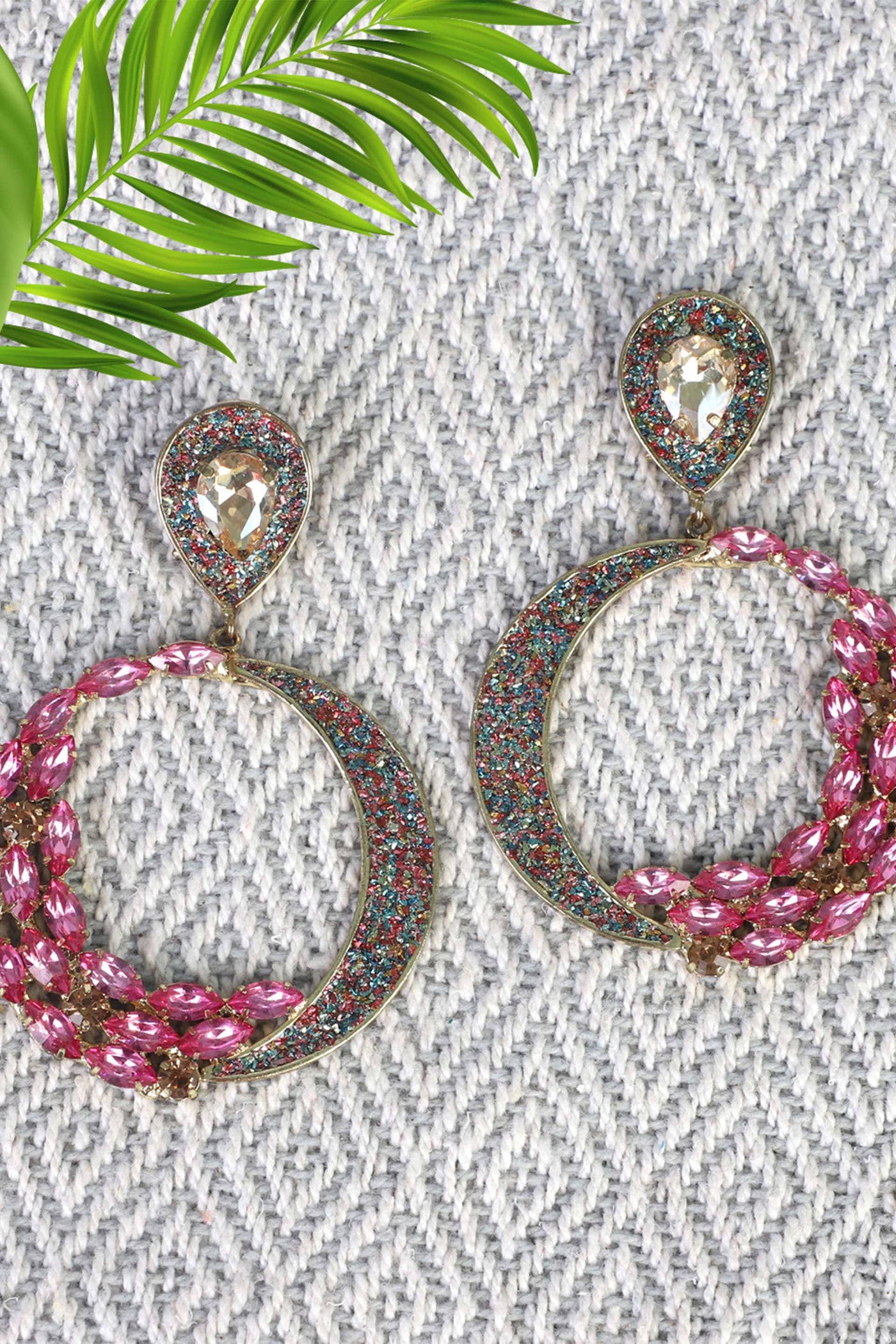 bijoux by priya chandna Fushcia Multi-Coloured Hoops fashion jewellery online shopping melange singapore indian designer wear