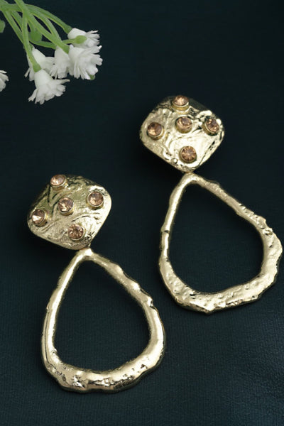 Bijoux by Priya Chandna Hammered Metal Danglers Goldl jewellery indian designer wear online shopping melange singapore