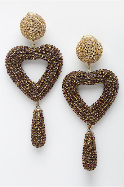 Bijoux by priya chandna Heart Shaped Crystal Wrapped Earrings gold fashion imitation jewellery  indian designer wear online shopping melange singapore