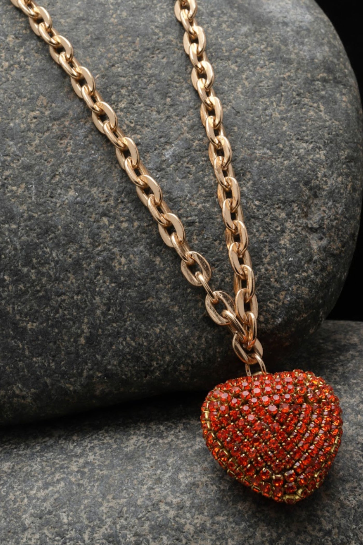 Bijoux by Priya Chandna Heart Shaped Necklace Orange jewellery indian designer wear online shopping melange singapore