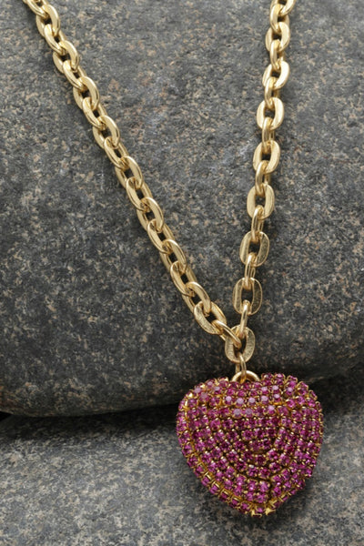 Bijoux by Priya Chandna Heart Shaped Necklace Fuchsia jewellery indian designer wear online shopping melange singapore