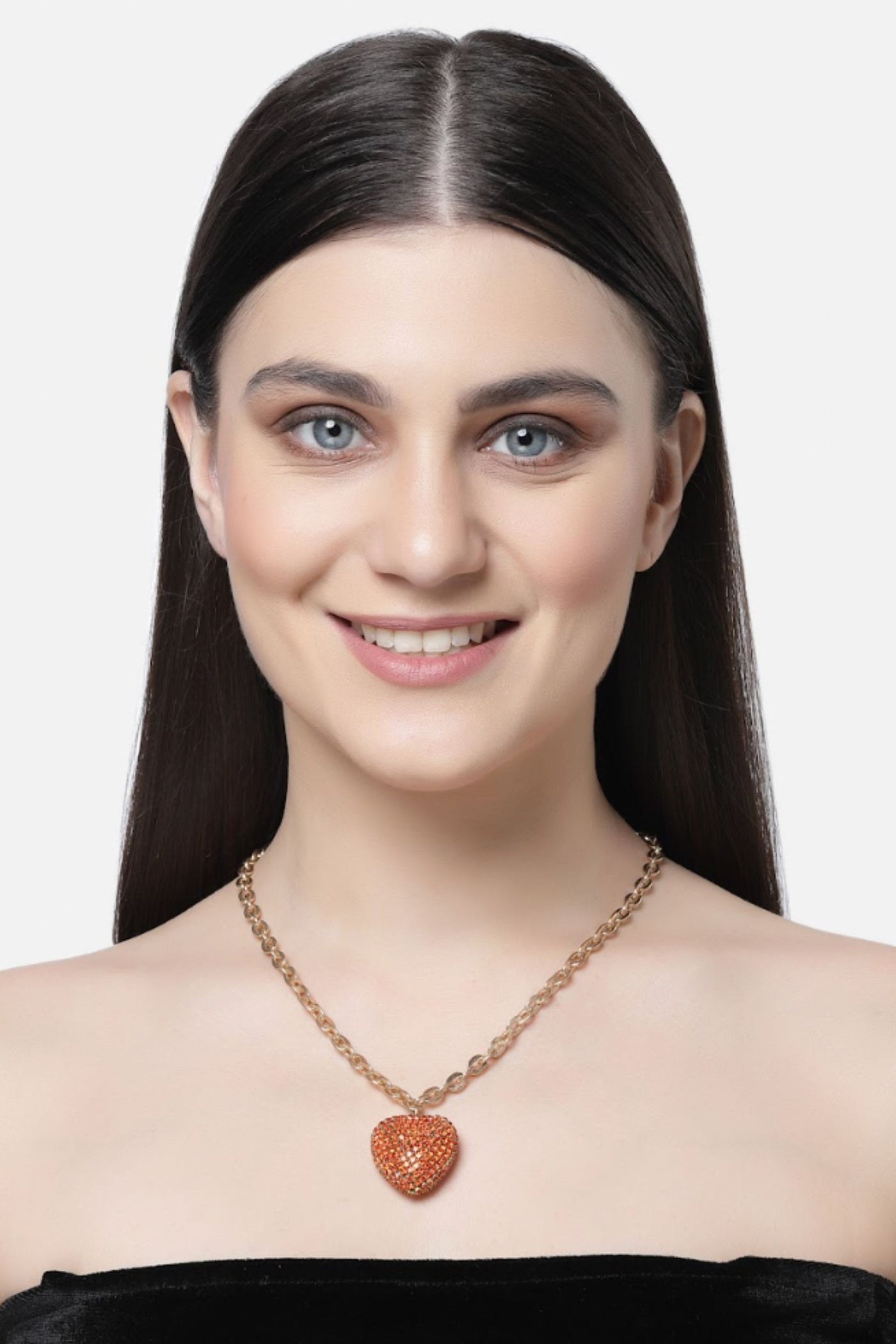 Bijoux by Priya Chandna Heart Shaped Necklace Orange jewellery indian designer wear online shopping melange singapore