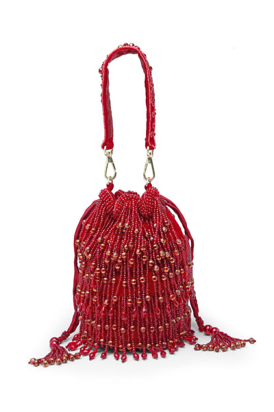 Bijoux by priya chandna Kiara Bucket Bag In Red fashion accessories indian designer wear online shopping melange singapore