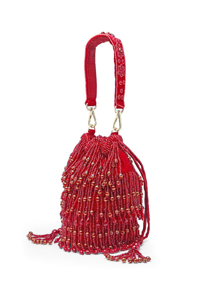 Bijoux by priya chandna Kiara Bucket Bag In Red fashion accessories indian designer wear online shopping melange singapore