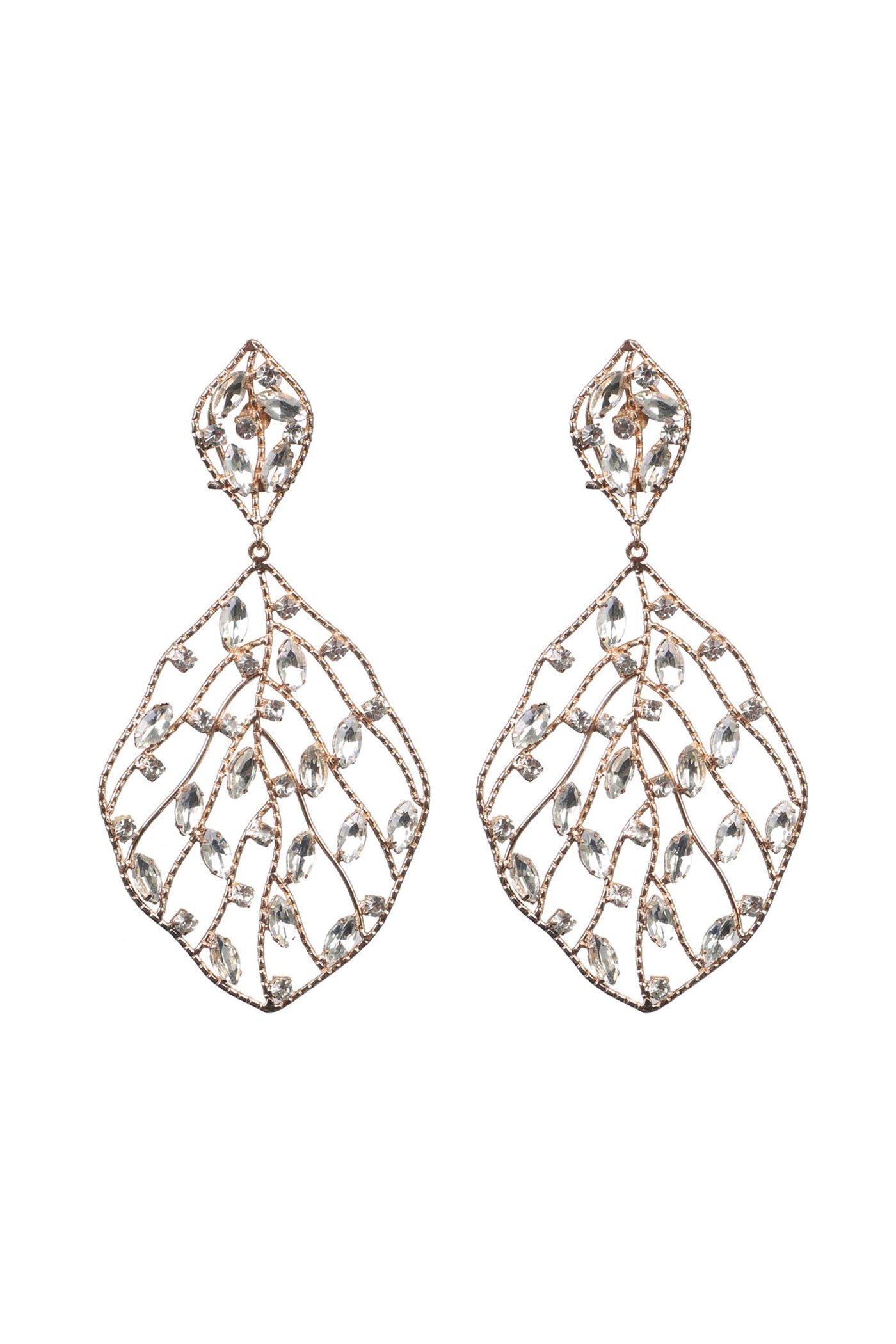 bijoux by priya chandna Leaflet in Crystal gold fashion jewellery earrings online shopping melange singapore indian designer wear