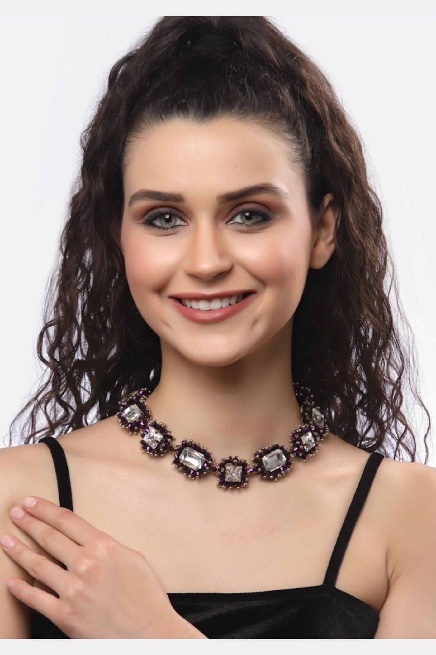 Bijoux by Priya Chandna Link chain Necklace Purple jewellery indian designer wear online shopping melange singapore