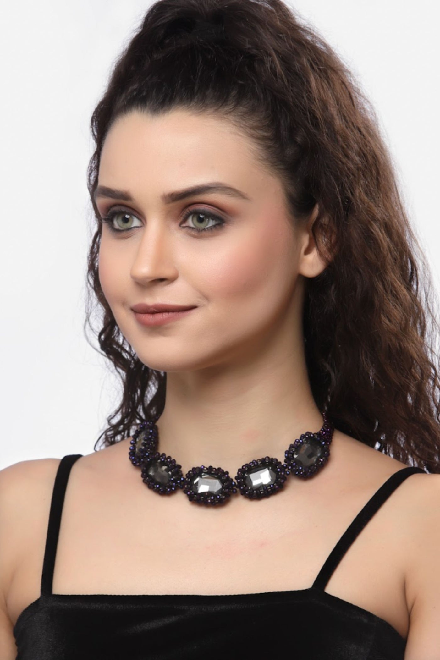 Bijoux by Priya Chandna Link chain Necklace Purple jewellery indian designer wear online shopping melange singapore