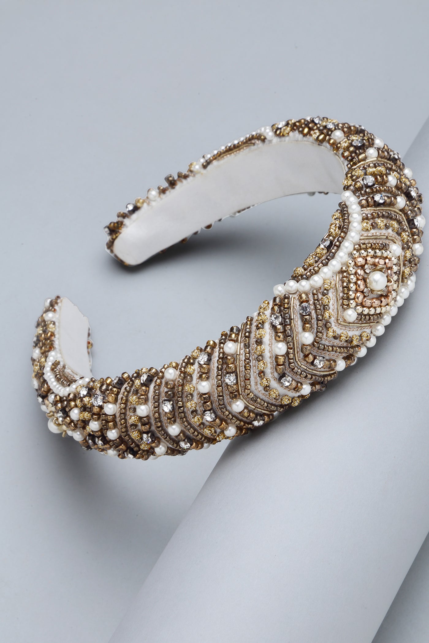 Bijoux by priya chandna Magnolia Hair Band gold and white fashion accessories indian designer wear online shopping melange singapore