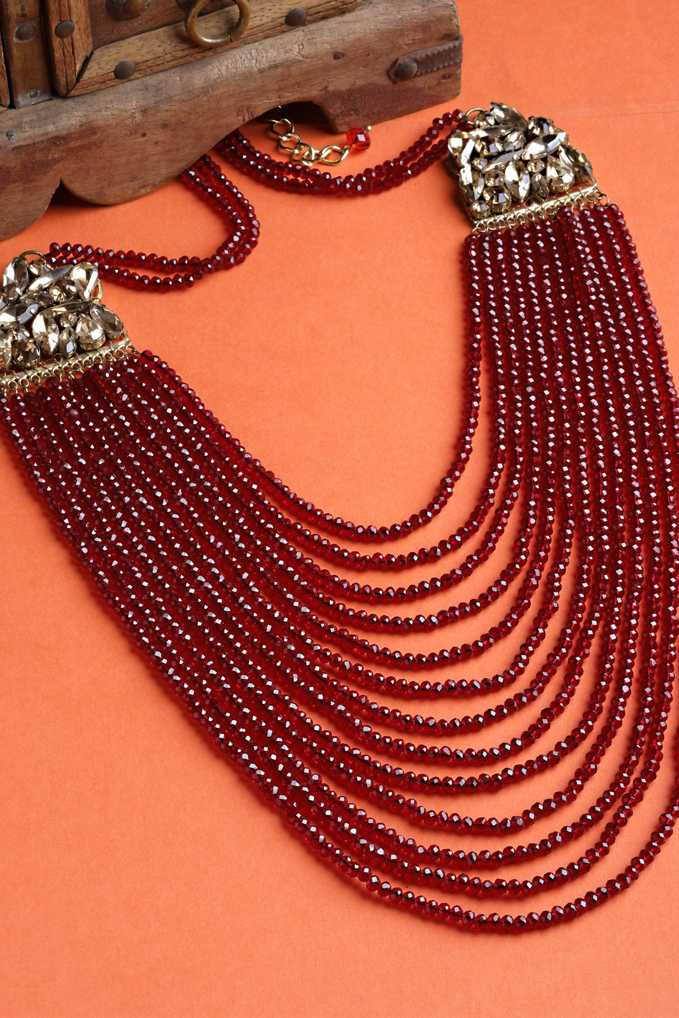 Bijoux by priya chandna Maharani Layered Necklace In Ruby Red fashion imitation jewellery  indian designer wear online shopping melange singapore