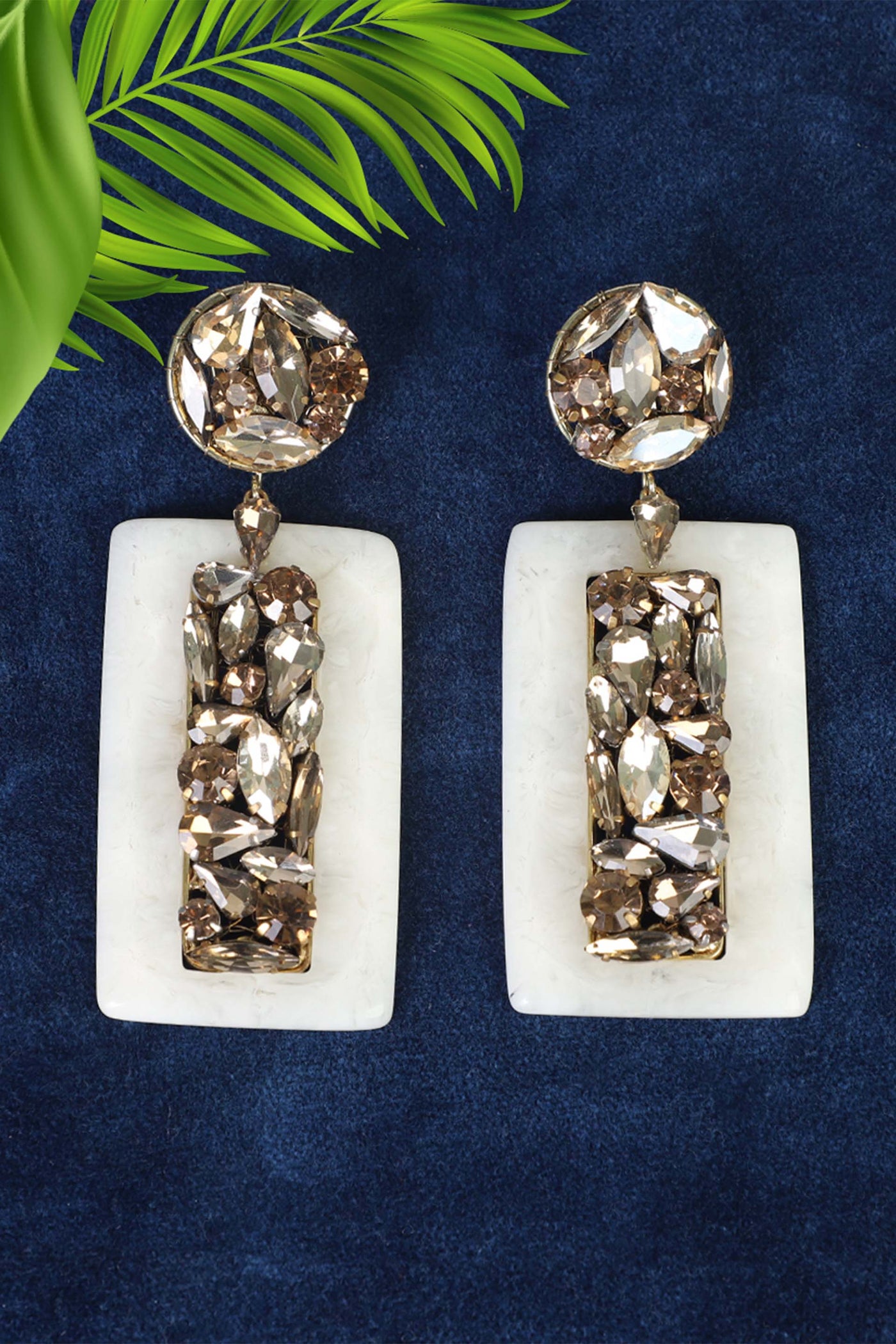 bijoux by priya chandna Marble Crystal Earrings white fashion jewellery online shopping melange singapore indian designer wear