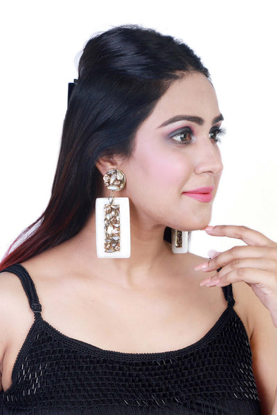 bijoux by priya chandna Marble Crystal Earrings white fashion jewellery online shopping melange singapore indian designer wear