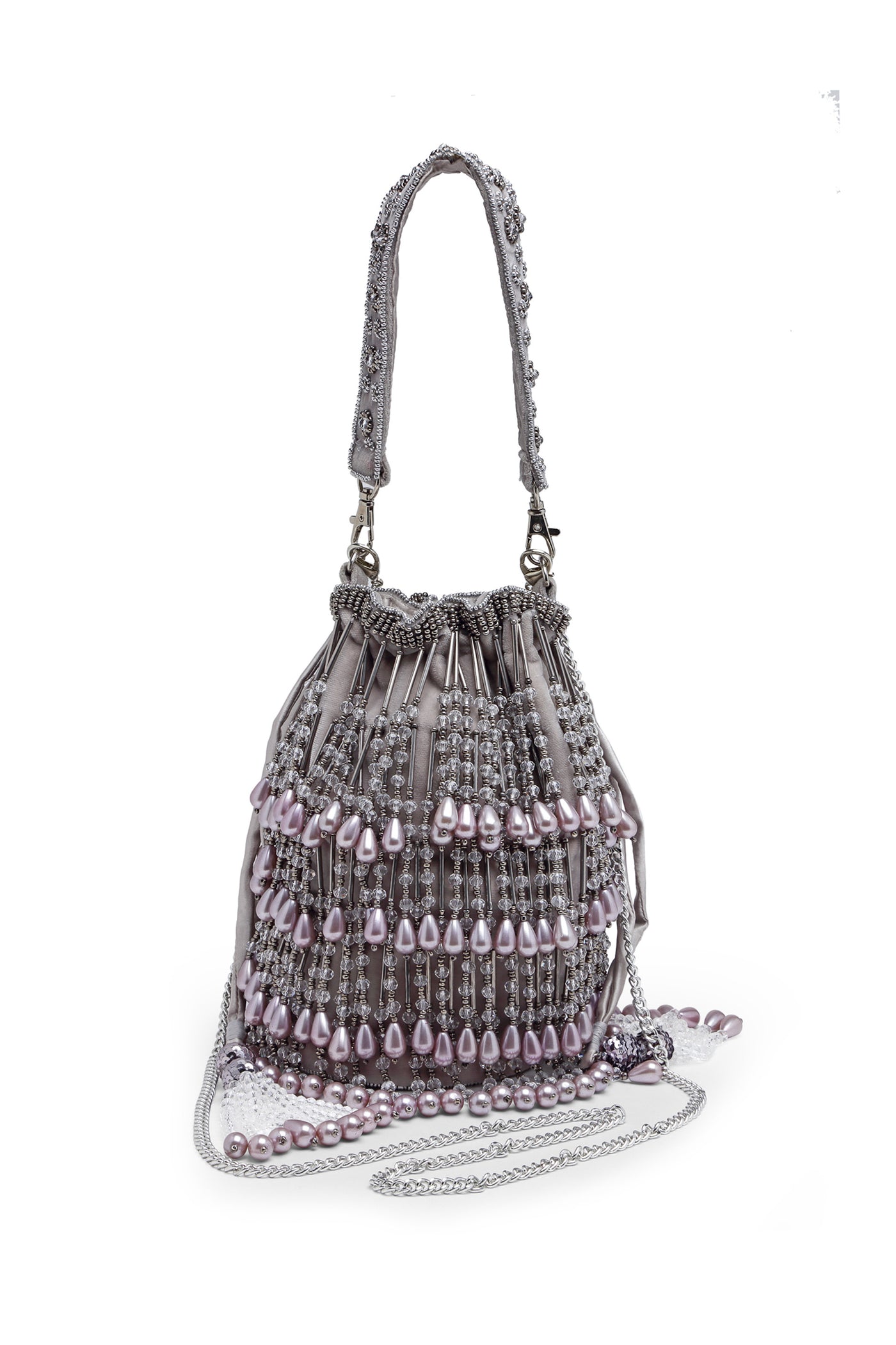 Bijoux by priya chandna Nargis Bucket Bag grey fashion accessories indian designer wear online shopping melange singapore