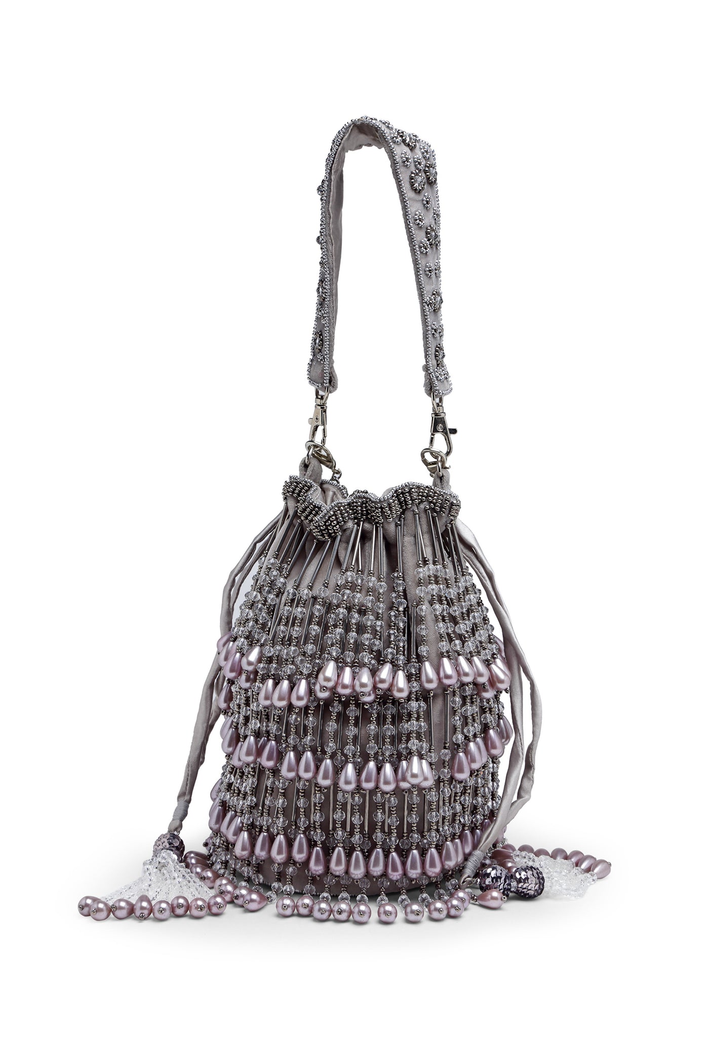 Bijoux by priya chandna Nargis Bucket Bag grey fashion accessories indian designer wear online shopping melange singapore