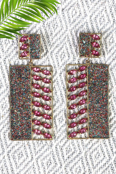 bijoux by priya chandna Night Out Square In Multi Earrings fashion jewellery online shopping melange singapore indian designer wear