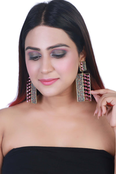bijoux by priya chandna Night Out Square In Multi Earrings fashion jewellery online shopping melange singapore indian designer wear