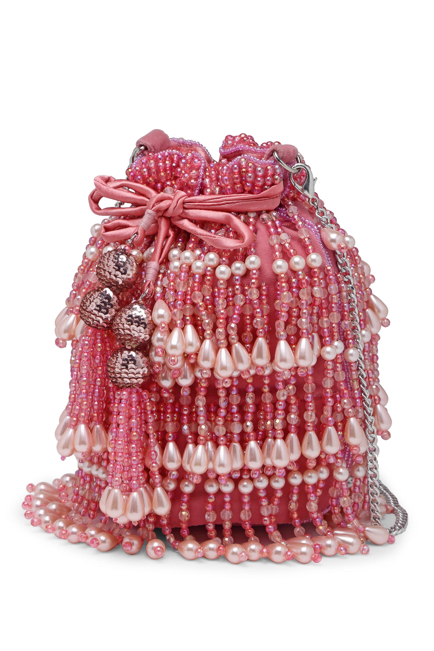 Bijoux by priya chandna Nilofar Bucket Bag In Blush Pink fashion accessories indian designer wear online shopping melange singapore