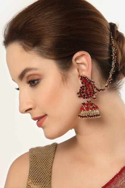 Bijoux by priya chandna Noor Jhumkis In Red fashion imitation jewellery  indian designer wear online shopping melange singapore