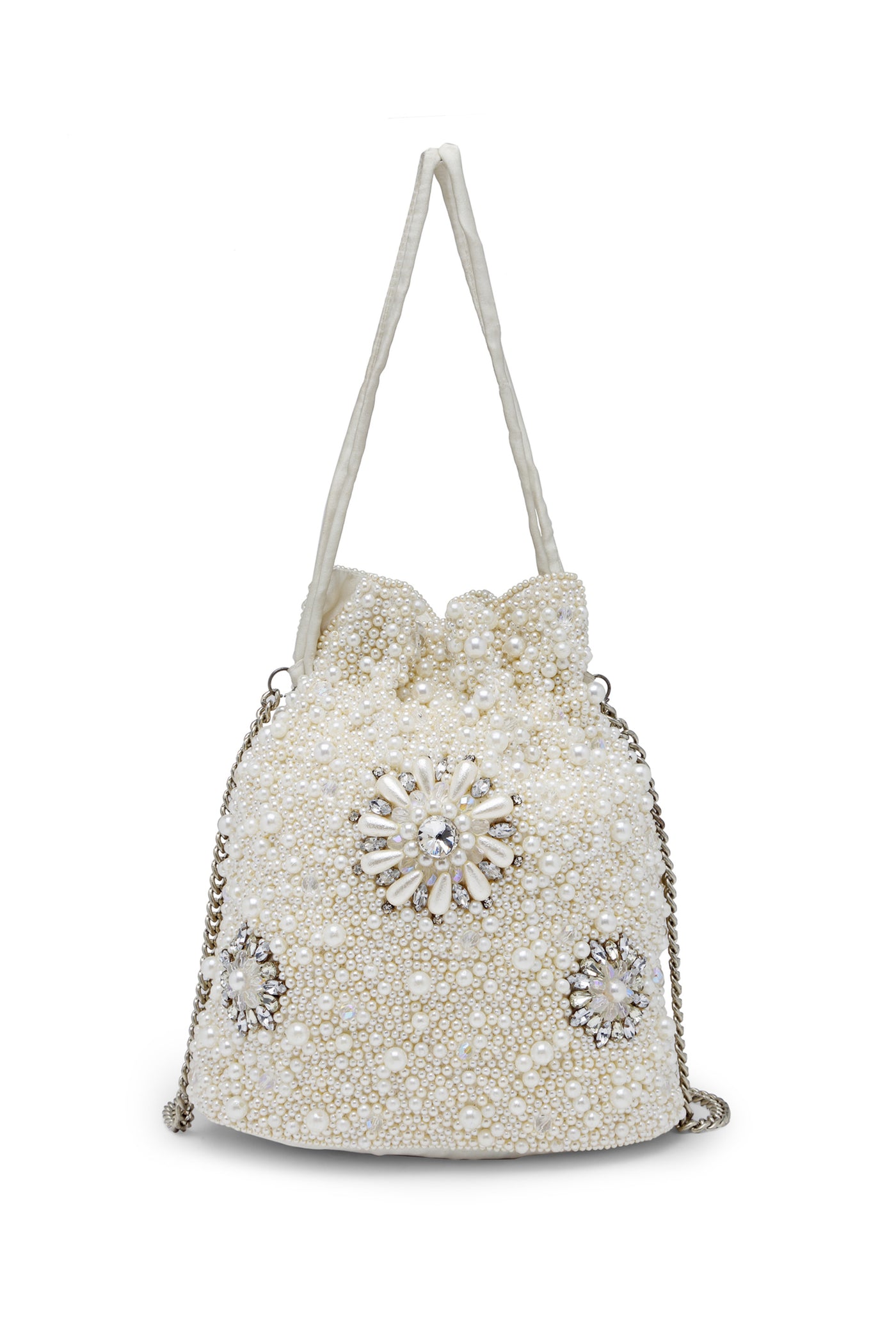 Bijoux by priya chandna Pearl Crystal Potli white fashion accessories indian designer wear online shopping melange singapore