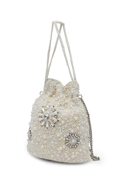 Bijoux by priya chandna Pearl Crystal Potli white fashion accessories indian designer wear online shopping melange singapore