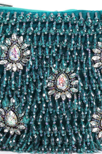 Bijoux by priya chandna Pearl Drop Button Up Potli In Teal fashion accessories indian designer wear online shopping melange singapore