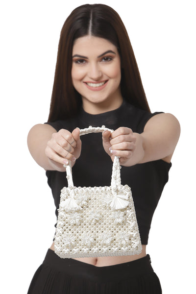 Bijoux by priya chandna Pearl Mini Handbag white fashion accessories indian designer wear online shopping melange singapore