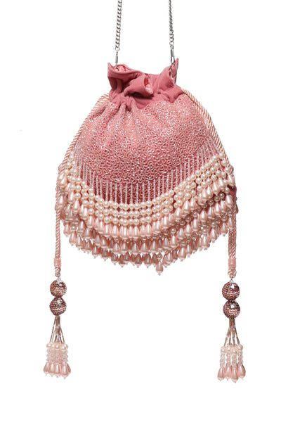 bijoux by priya chandna Pearl Potli in Coral fashion accessories online shopping melange singapore indian designer wear