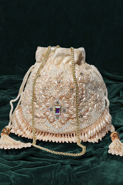 bijoux by priya chandna Pearl Potli in Cream fashion accessories online shopping melange singapore indian designer wear
