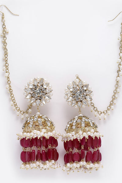 Bijoux by priya chandna Rani Mini Jhumkis In Ruby red and crystal fashion imitation jewellery  indian designer wear online shopping melange singapore
